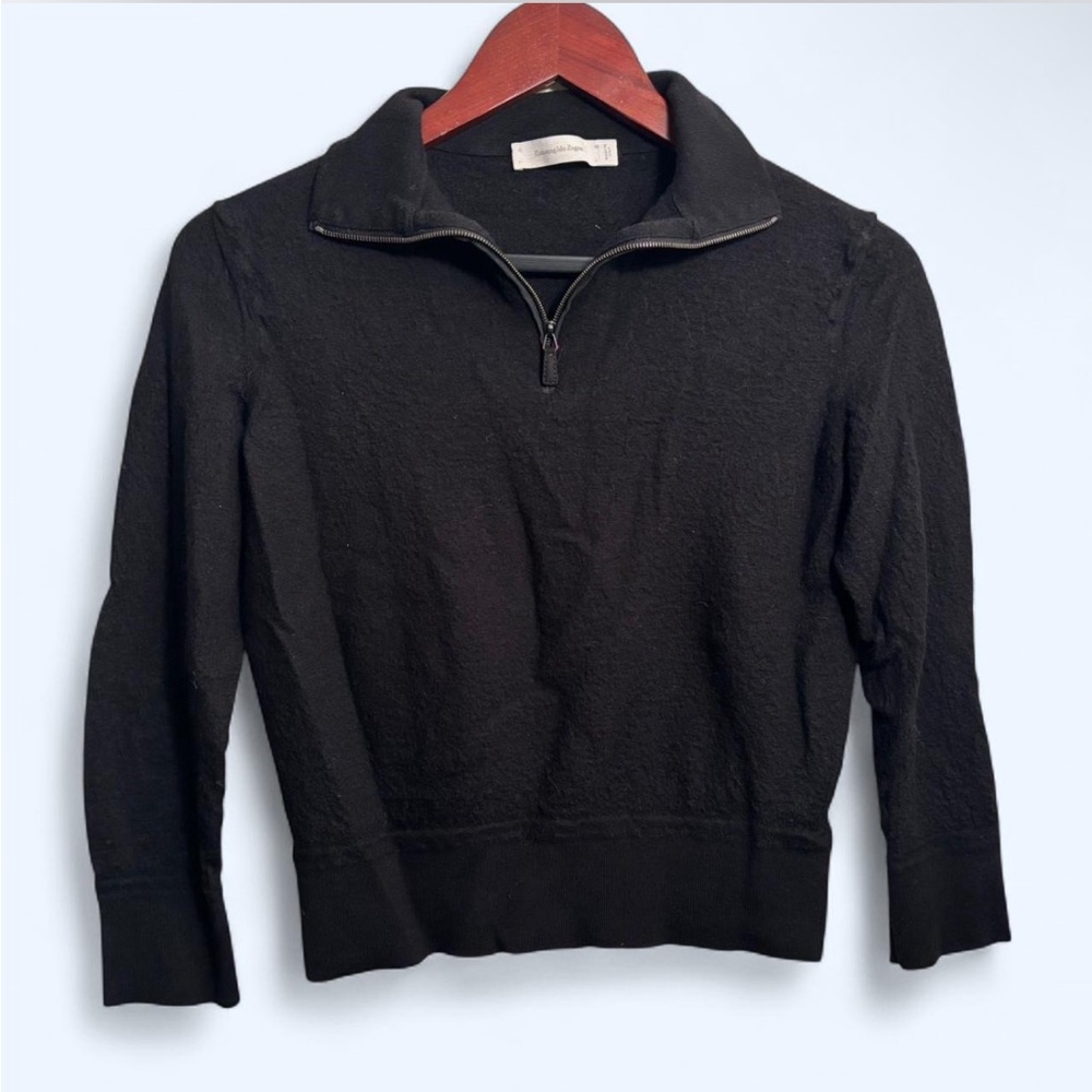 Black Half-Zip Cropped Sweater